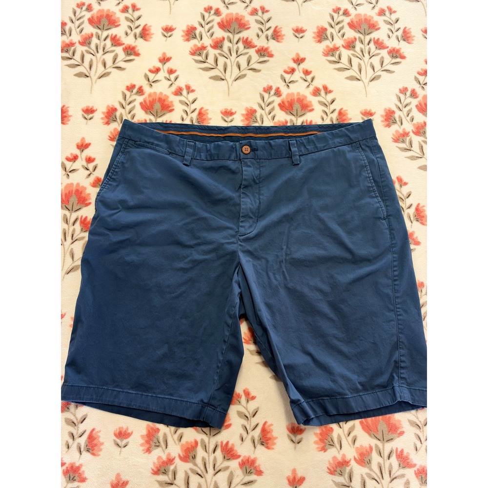 Tommy Bahama Boracay Blue Cotton Blend Chino Shorts Mens 42 Stretch Flat Front